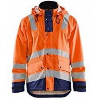 Chaqueta de Lluvia Alta Visibilidad Nivel 2 Blaklader Naranja Fluorescente/Mariño XL