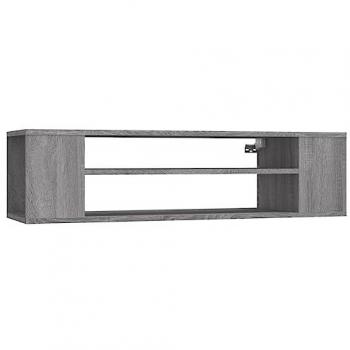 Mueble de TV colgante madera contrachapada gris 100x30x26,5 cm
