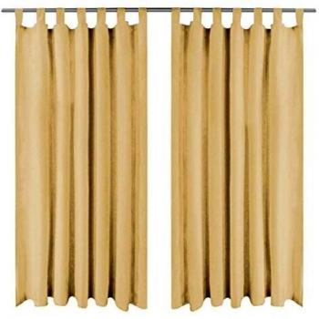 vidaXL 2X Cortinas Micro-Raso Bucles Decoración Ventanas Salón Dormitorio Sala de Estar Cocina Privacidad Protección 140x175cm Beige