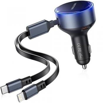 Cargador de Coche Vention FFOB0 USB-C con Cable Lightning 30W