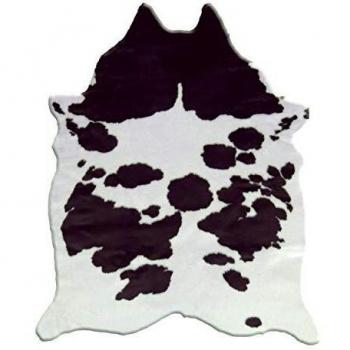 Alfombra de piel sintética imitación vaca Holstein blanca y negra - 150 x 210 cm