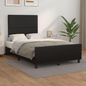 Cabecero negro de 120x190 cm con estructura cama y tapizado en cuero sintético