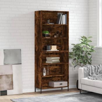 Aparador alto de madera de ingeniería en roble ahumado 69,5x32,5x180 cm marrón vidaXL