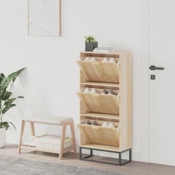 Mueble zapatero de madera contrachapada 52x25x120 cm Marrón