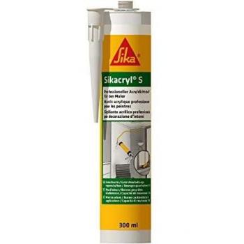 Sikacryl S, Blanco, Masilla acrílicos para el sellado de juntas y relleno de fisuras en interior y exterior, 300 ml