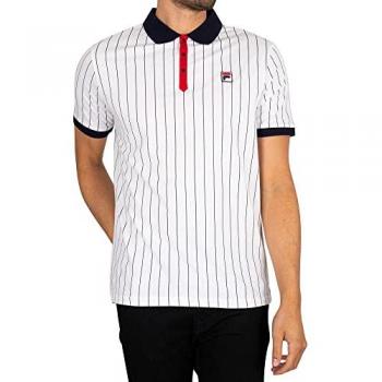 Fila Classic Vintage Striped Polo Shirt - White/Red/Peacoat - Men's 3XL