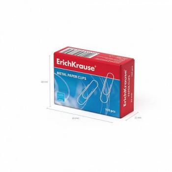 Erichkrause Clips Metálicos de Zinc Nº2 - 33mm - Caja de 100 Unidades - Alta Resistencia y Durabilidad - Resistente a la Corrosión - Sin Manchas ni Arañazos