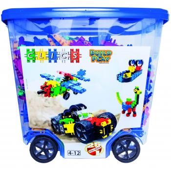 Clics Rolbox 25 en 1 - Set de construcción creativo para niños a partir de 3 años, incluye 750 piezas y accesorios reciclados