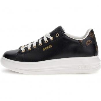 Guess Vibo Genuine Leather Sneakers - Female, Black, Size: 6 US, Lace-Up, Rubber Sole