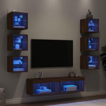 VidaXL Muebles TV pared con LED 8 piezas madera ingeniería