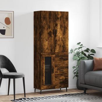 Aparador alto de madera contrachapada en roble ahumado 69,5x34x180 cm