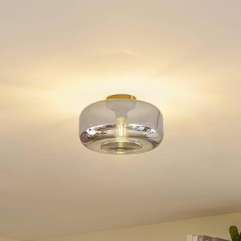 Lámpara de Techo Dimmable 'Hildur' Ø 28,5 cm en Gris Ahumado de Cristal - Lindby