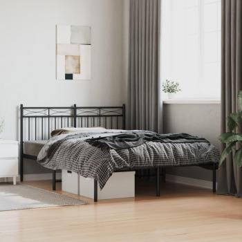 Cama con cabecero de metal negro 140x190 cm