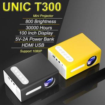 Proyector Mini LED Unic T300 para Cine en Casa, Reproductor Multimedia Portátil, Compatible con Vídeo 1080p