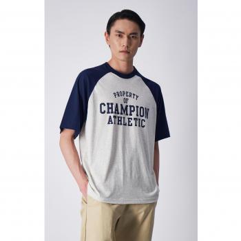 Camiseta Champion EM005 para Hombre - Ideal para Deportes, Vintage manga corta blanco azul - L