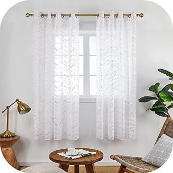 Amazon Brand - Umi Cortinas Habitacion Salon Visillos Translucidas Modernas 2 Piezas Blancas 140x183cm