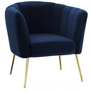 Sillón Orem 112 Moderno Tapiz Azul con Patas de Metal - 85 x 83 x 82 cm