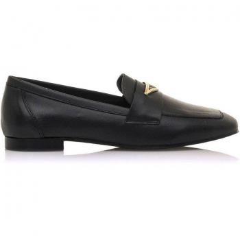 Mustang Mocasines Camille de Piel Negros con Detalle Dorado para Mujer