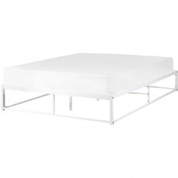 Cama industrial moderna de metal blanco 160 x 200 cm con listones incorporados sin reposacabezas Viry