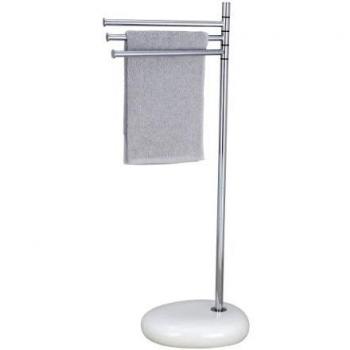 Wenko Pebble Stone Toallero, Acero, Plateado, 23x38x84 cm