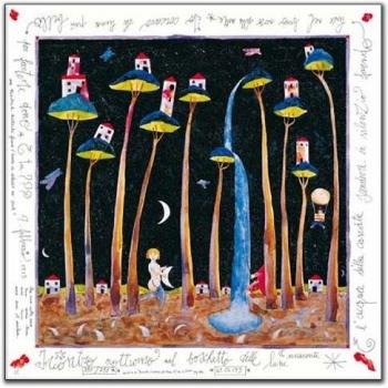 Artopweb Panel Decorativo con Diseño Musante Incontro Notturno, Madera, Multicolor, 70x3x70 cm
