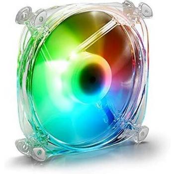 Ventilador para Caja de Ordenador Sharkoon Shark Disc, 120mm, Transparente con 9 LEDs RGB