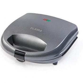 FLAMA 4940FL Sandwichera Titanium 700W, Placas fijas con Revestimiento Antiadherente, Exterior en Titanio, Indicadores Luminosos, Cierre de Seguridad en la Asa