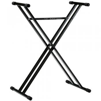 K&M 18963 Double Brace X-Style Keyboard Stand, Black, Height Adjustable 15.7-35.6
