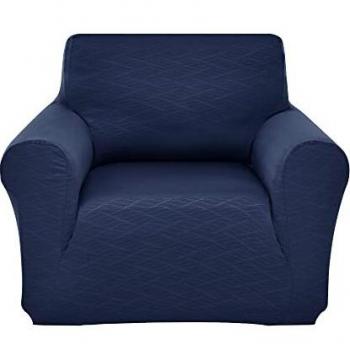 Amazon Brand - Umi Fundas para Sofa 1 Pieza Funda Sofa Ajustable Elasticas con Patrón de Onda Funda Protectora Suave Azul Marino