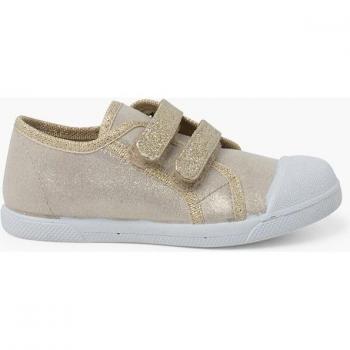 Zapatillas de lona de niña blanditas con doble tira adherente y brillos