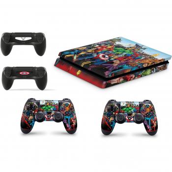 giZmoZ n gadgetZ Skin Adhesivo de Vinilo de Marvel de GNG para la Consola PS4 Slim + Set de 2 Skins para los Controladores