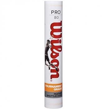 Wilson Pro 80 Volantes de bádminton Tubo de 12 Unidades, Velocidad 76, Unisex, Blanco