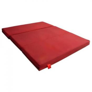 Colchón Plegable para Camper Ford Transit Connect - 8cm Grosor con HR 25kg/m3 y 6cm de Viscoelástica Desenfundable - Rojo