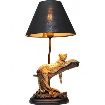 Lámpara de mesa KARE Relax Leopard en poliresina dorada y negra 50 cm