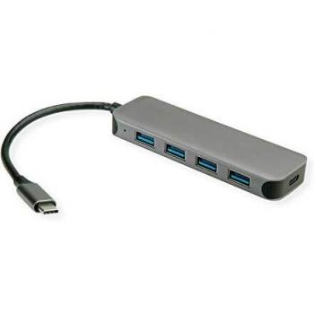 VALUE Hub USB 3.2 Gen 1 de 4 vías, Cable Conector Tipo C, con 1 Puerto PD