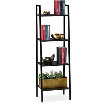 Estantería industrial de pie con 4 estantes, dimensiones 136 x 44 x 31,5 cm, color negro - Relaxdays