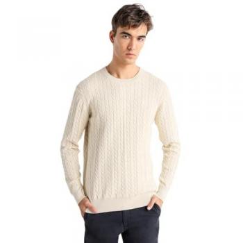 Jersey Canalé Trenzado Beige para Hombre con Cuello Caja - Bendorff Casual de Algodón, Manga Larga 2024
