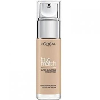 L'Oreal Paris True Match Liquid Foundation, Skincare Infused with Hyaluronic Acid, SPF 17, Available in 40 Shades, 2C Rose Vanilla, 30 ml