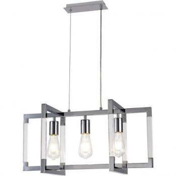 Canto lámpara colgante LED integrada níquel pulido 3 bombillas 34cm E27 acrílico
