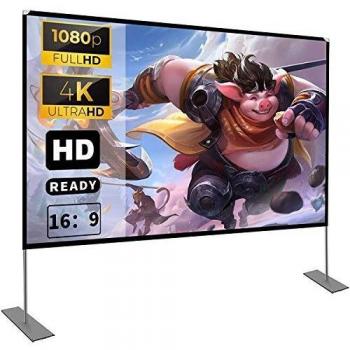 Pantalla de proyector con soporte100 Inch 16: 9 HD FáCil InstalacióN Y OperacióN Adecuado para Home Cinema Y Pantalla De ProyeccióN para Exteriores