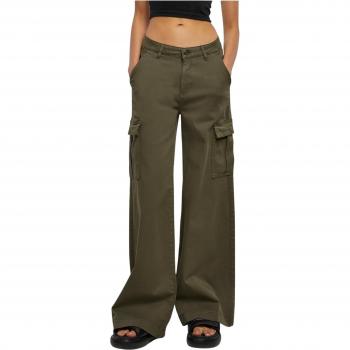 Urban Classics Women's High Waist Wide Leg Twill Cargo Pants Olive