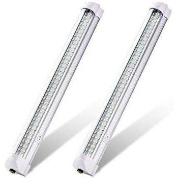 MICTUNING 2Pcs 12V Barra de luz interior 6000K Blanco 108 LED Tira de luz Universal para Remolque de Barco Van RV