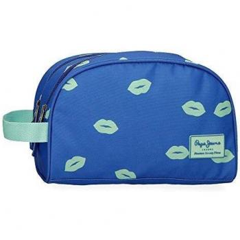Neceser Pepe Jeans Ruth Doble Compartimento Adaptable, Azul, 26x16x12 cm