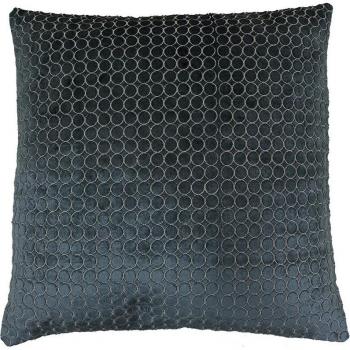 Cojín Terciopelo Bordado Romimex Azul Oscuro 45 x 10 x 45 cm