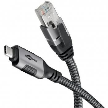 Cable USB 3.1 Tipo C a RJ45 Gigabit Ethernet 1,5 m - Adaptador de Red Cat6 Negro/Silver