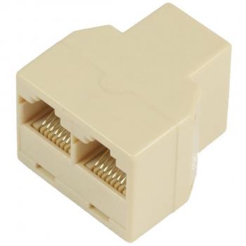 Adaptador Divisor de Red Ethernet RJ45 Doble Conexión Microconnect CAT6 Beige