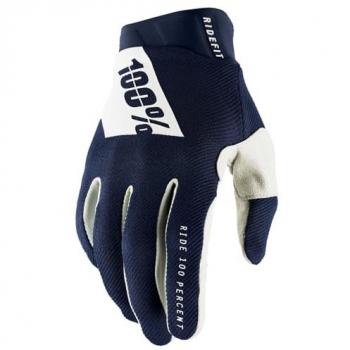 Guantes de Cross 100% Ridefit Azul Marino-Blanco