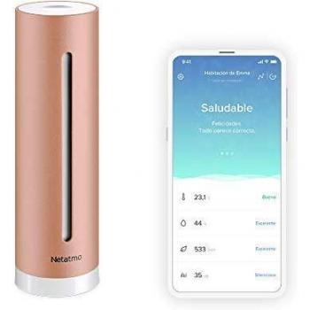 Netatmo NHC-EC - Control de calidad de ambiente de tu hogar, aire interior, temperatura, humedad, sonido y CO2, Dorado Rosado, 4.5 x 4.5 x 15.5 cm