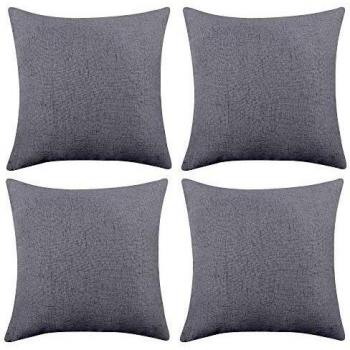 Deconovo Fundas Cojines de Lino Artificial, Suave suntuoso, 4 Piezas, 40 X 40 Cm Gris