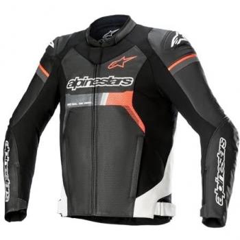 Chaqueta de Moto Alpinestars GP Force Airflow en Piel Bovina Premium Negro-Blanco-Rojo (Talla 48)